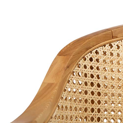 Natural Rattan Living Room Accent Chair - Couture Chic Design, Sturdy Ash Wood Frame, Cushioned Seat, Easy Assembly - Boho Furniture