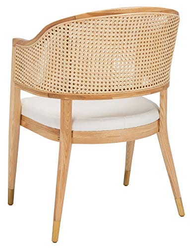 Natural Rattan Living Room Accent Chair - Couture Chic Design, Sturdy Ash Wood Frame, Cushioned Seat, Easy Assembly - Boho Furniture