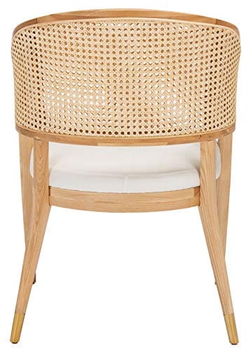 Natural Rattan Living Room Accent Chair - Couture Chic Design, Sturdy Ash Wood Frame, Cushioned Seat, Easy Assembly - Boho Furniture