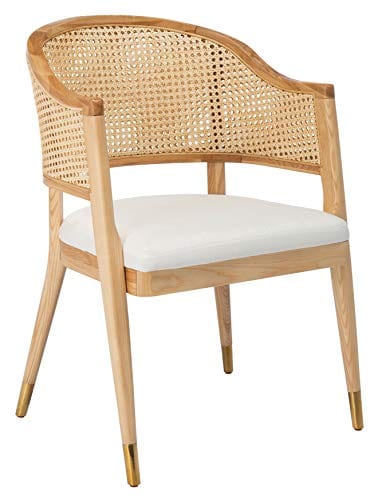 Natural Rattan Living Room Accent Chair - Couture Chic Design, Sturdy Ash Wood Frame, Cushioned Seat, Easy Assembly - Boho Furniture