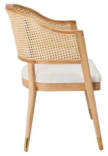 Natural Rattan Living Room Accent Chair - Couture Chic Design, Sturdy Ash Wood Frame, Cushioned Seat, Easy Assembly - Boho Furniture