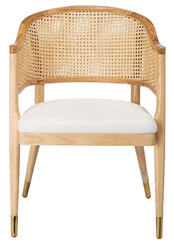 Natural Rattan Living Room Accent Chair - Couture Chic Design, Sturdy Ash Wood Frame, Cushioned Seat, Easy Assembly - Boho Furniture