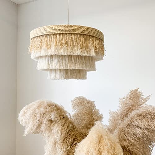 Natural Sisal Beach Pendant Light - Bohemian Chandelier - 16 x 10 Inches