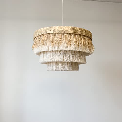 Natural Sisal Beach Pendant Light - Bohemian Chandelier - 16 x 10 Inches