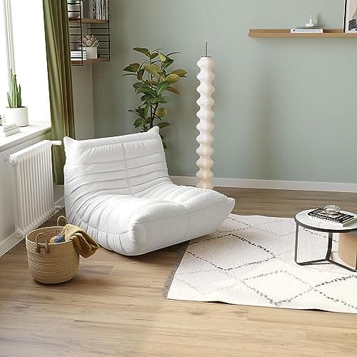 Plush Beige Mohair Chaise Lounge - Versatile and Comfortable Lounging Chair for Living Room or Bedroom