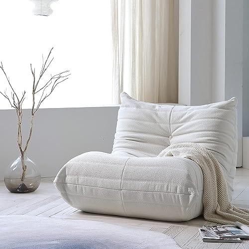 Plush Beige Mohair Chaise Lounge - Versatile and Comfortable Lounging Chair for Living Room or Bedroom