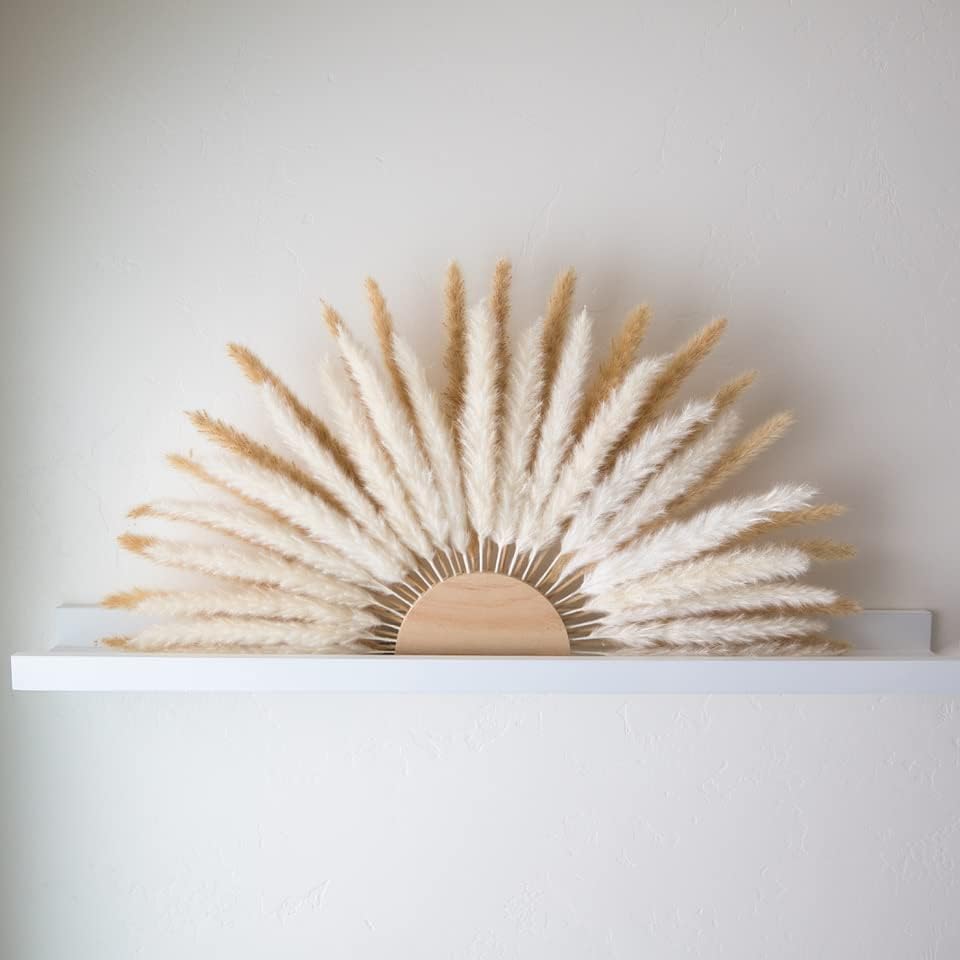 PRE-ORDER Chic Minimalist Flower Wall Decor - Versatile Home and Office Decor - Natural Pampas Reeds - Light Coffee and White