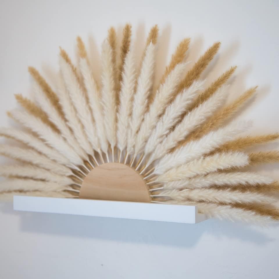 PRE-ORDER Chic Minimalist Flower Wall Decor - Versatile Home and Office Decor - Natural Pampas Reeds - Light Coffee and White