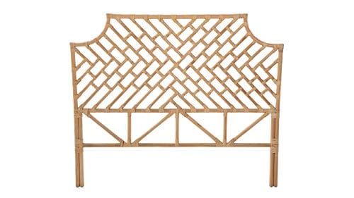 Rattan Chippendale Headboard, Full Size, Natural Loft - Modern Design, Lightweight and Handcrafted