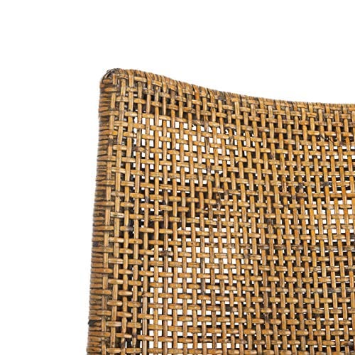 Rattan Tropical Woven Arm Chair - Brown/Black Finish - Cream Upholstery - Mahogany Frame