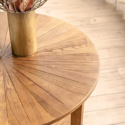 Round Natural Wood Coffee Table , Round Solid Wood Center Large Circle for Living Room