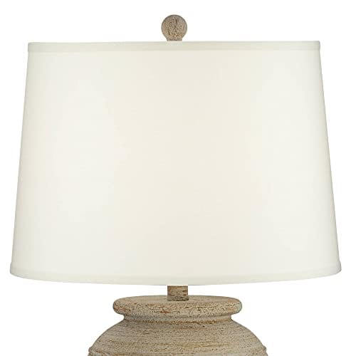 Rustic Cream Linen Shade - Southwest Style Jug Table Lamp - 28" Tall Sand Tone Desert Design - Ideal for Living Room, Bedroom, Home Office