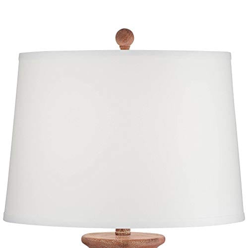 Rustic Red Brown Sandstone Jug Table Lamp - Southwestern Style Decor for Living Room, Bedroom, and More - Linen Drum Shade & On-Off Switch