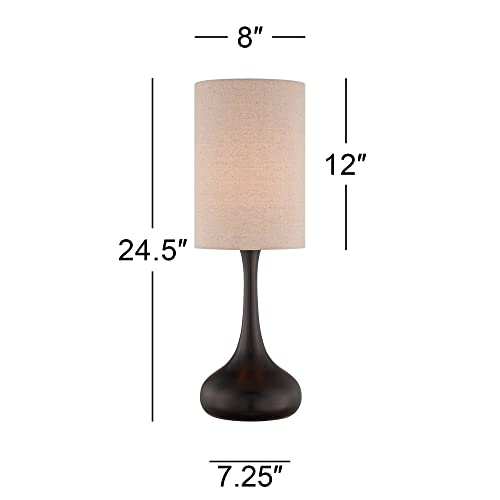 Set of 2 Modern Table Lamps 24 1/2" High Espresso Bronze Droplet Design for Living Room Bedroom