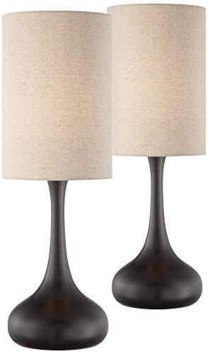 Set of 2 Modern Table Lamps 24 1/2" High Espresso Bronze Droplet Design for Living Room Bedroom