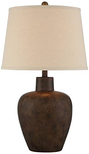 Set of 2 Rustic Southwestern Table Lamps - 27" Tall Dark Terra Cotta Finish - Ideal for Living Room, Bedroom, and More!