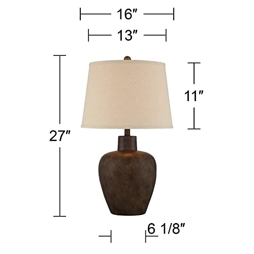 Set of 2 Rustic Southwestern Table Lamps - 27" Tall Dark Terra Cotta Finish - Ideal for Living Room, Bedroom, and More!