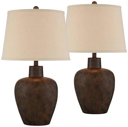 Set of 2 Rustic Southwestern Table Lamps - 27" Tall Dark Terra Cotta Finish - Ideal for Living Room, Bedroom, and More!