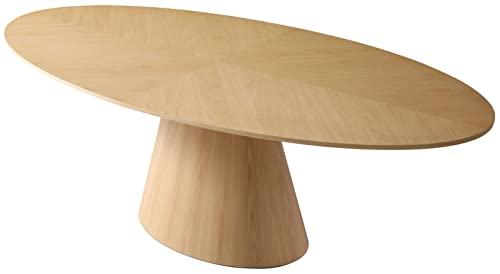 White Oak Wood Oval Dining Table - 90" x 43.5" x 30" - Elegant Home Decor Piece