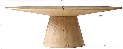 White Oak Wood Oval Dining Table - 90" x 43.5" x 30" - Elegant Home Decor Piece