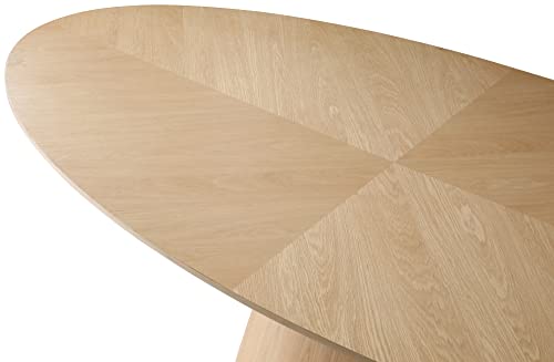 White Oak Wood Oval Dining Table - 90" x 43.5" x 30" - Elegant Home Decor Piece