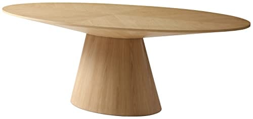 White Oak Wood Oval Dining Table - 90" x 43.5" x 30" - Elegant Home Decor Piece