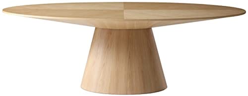 White Oak Wood Oval Dining Table - 90" x 43.5" x 30" - Elegant Home Decor Piece