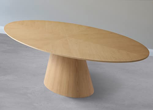 White Oak Wood Oval Dining Table - 90" x 43.5" x 30" - Elegant Home Decor Piece