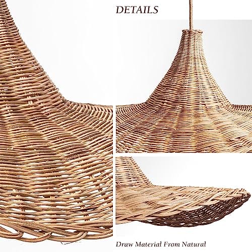 Zen Rattan Pendant Light - Handcrafted Elegance, Natural Beauty - 19.5"